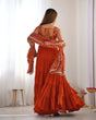 Load image into Gallery viewer, Orange Pure Soft Fox Georgette Anarkali Set with Dupatta &amp; Pant