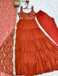 Load image into Gallery viewer, Orange Pure Soft Fox Georgette Anarkali Set with Dupatta &amp; Pant