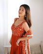 Load image into Gallery viewer, Orange Pure Soft Fox Georgette Anarkali Set with Dupatta &amp; Pant
