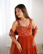 Load image into Gallery viewer, Orange Pure Soft Fox Georgette Anarkali Set with Dupatta &amp; Pant