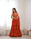 Orange Pure Soft Fox Georgette Anarkali Set with Dupatta & Pant