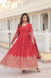 Load image into Gallery viewer, Orange Red Enchanting Sequined Faux Georgette Gown with Dupatta Set ClothsVilla