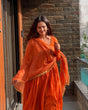 Load image into Gallery viewer, Orange Ri8 Fashion Exclusive Chinnon Silk Anarkali Set Clothsvilla