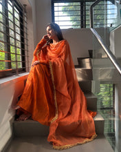 Load image into Gallery viewer, Orange Ri8 Fashion Exclusive Chinnon Silk Anarkali Set Clothsvilla