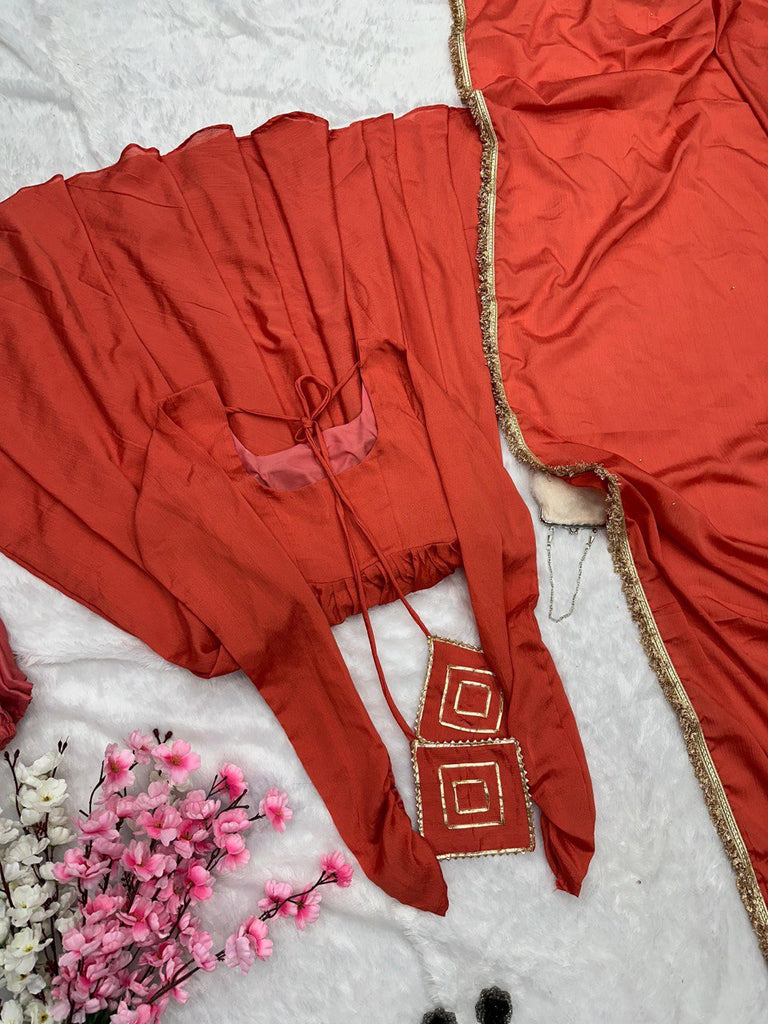 Orange Ri8 Fashion Exclusive Chinnon Silk Anarkali Set Clothsvilla