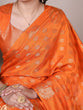 Load image into Gallery viewer, Orange Roop Silk Saree with Zari Weaving &amp; Elegant Lace-Touch Blouse ClothsVilla