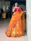 Orange Silk Lehenga Choli with Zari Work ClothsVilla