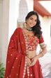 Load image into Gallery viewer, Orange Silk Sequins Lehenga Choli Set ClothsVilla