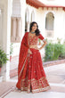 Load image into Gallery viewer, Orange Silk Sequins Lehenga Choli Set ClothsVilla