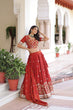 Load image into Gallery viewer, Orange Silk Sequins Lehenga Choli Set ClothsVilla