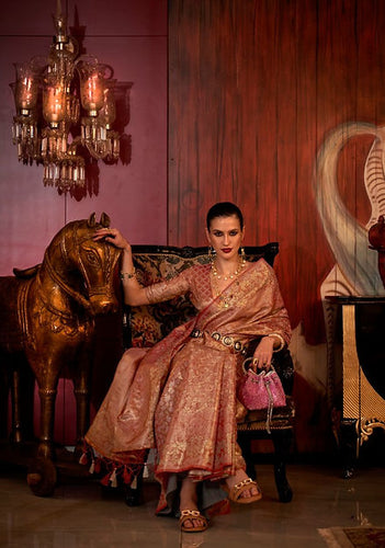 Orange Stylish Party Wear Saree with Unstitched Blouse Piece ClothsVilla