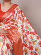 Load image into Gallery viewer, Orange Tasar Silk Printed Saree ClothsVilla