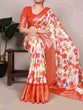 Load image into Gallery viewer, Orange Tasar Silk Printed Saree ClothsVilla
