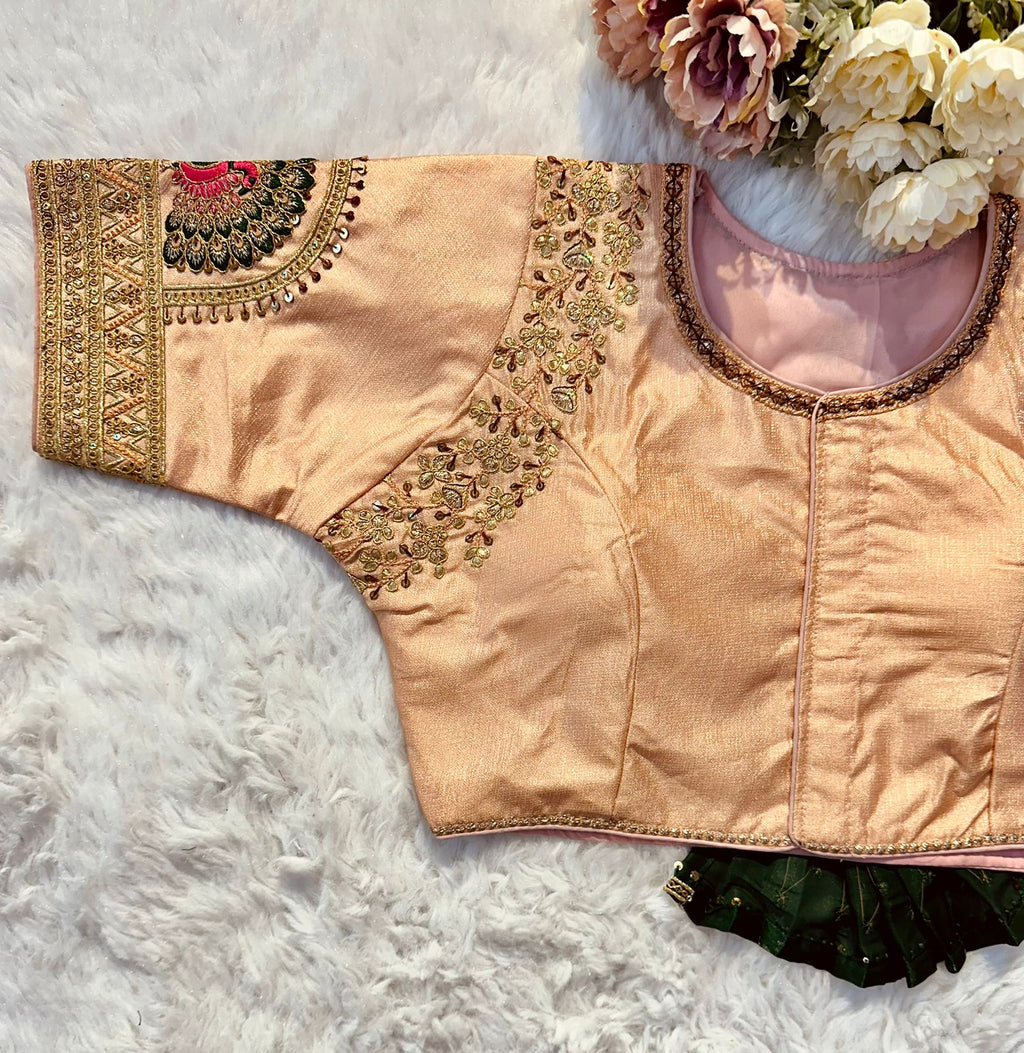 Orange Wedding Wear Blouse in Raspberry Silk with Exquisite Embroidery and Sequins ClothsVilla