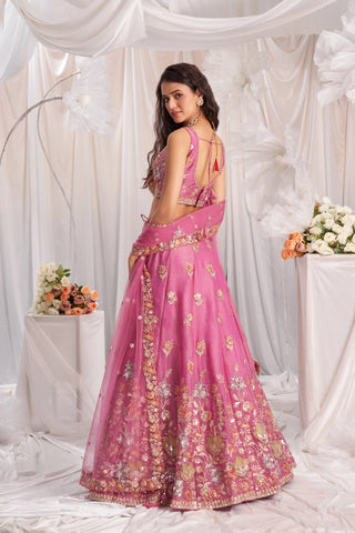 Organza Sequins Embroidered Semi-Stitched Lehenga Choli with Dupatta Clothsvilla
