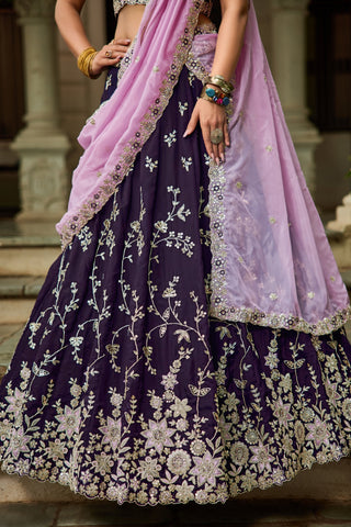 Organza Sequins Embroidered Semi-Stitched Lehenga Choli with Dupatta Clothsvilla