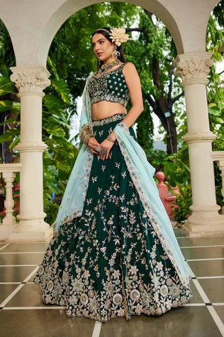 Organza Sequins Embroidered Semi-Stitched Lehenga Choli with Dupatta Clothsvilla