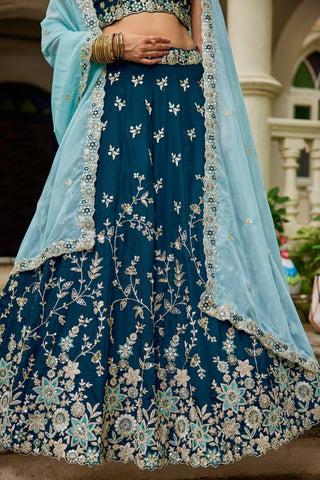 Organza Sequins Embroidered Semi-Stitched Lehenga Choli with Dupatta Clothsvilla