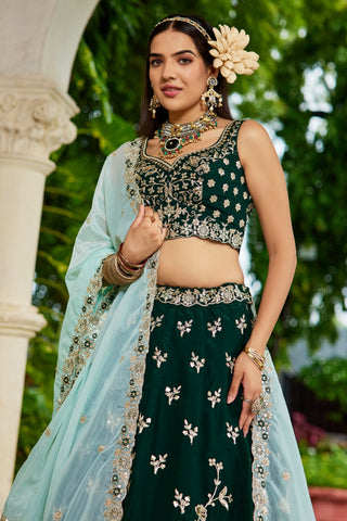 Organza Sequins Embroidered Semi-Stitched Lehenga Choli with Dupatta Clothsvilla