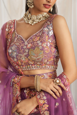 Organza Sequins Embroidered Semi-Stitched Lehenga Choli with Dupatta Clothsvilla