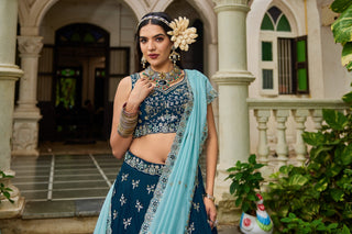 Organza Sequins Embroidered Semi-Stitched Lehenga Choli with Dupatta Clothsvilla