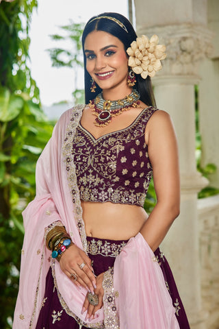 Organza Sequins Embroidered Semi-Stitched Lehenga Choli with Dupatta Clothsvilla