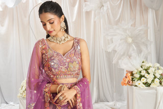 Organza Sequins Embroidered Semi-Stitched Lehenga Choli with Dupatta Clothsvilla