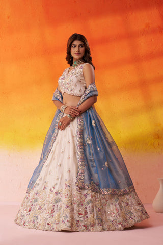 Tissue Sequins Thread & Embroidered Semi-Stitched Lehenga & Unstitched Blouse With Dupatta Clothsvilla
