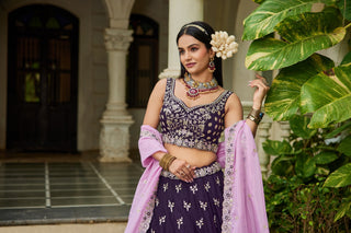 Organza Sequins Embroidered Semi-Stitched Lehenga Choli with Dupatta Clothsvilla