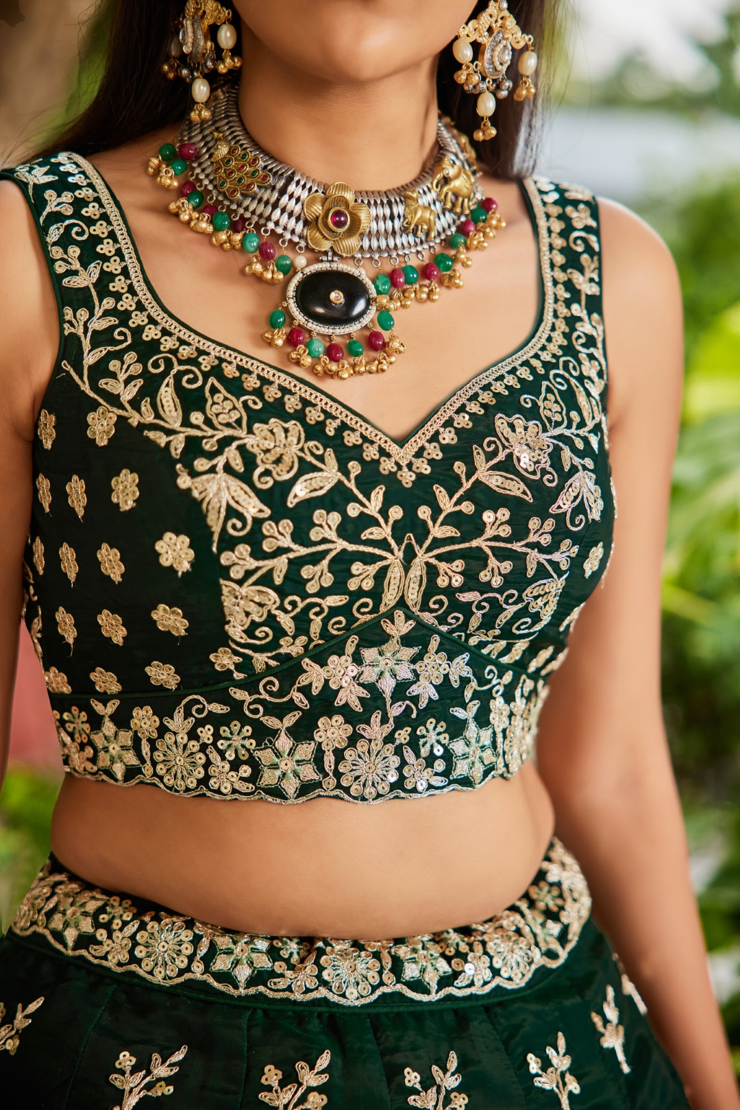 Organza Sequins Embroidered Semi-Stitched Lehenga Choli with Dupatta Clothsvilla
