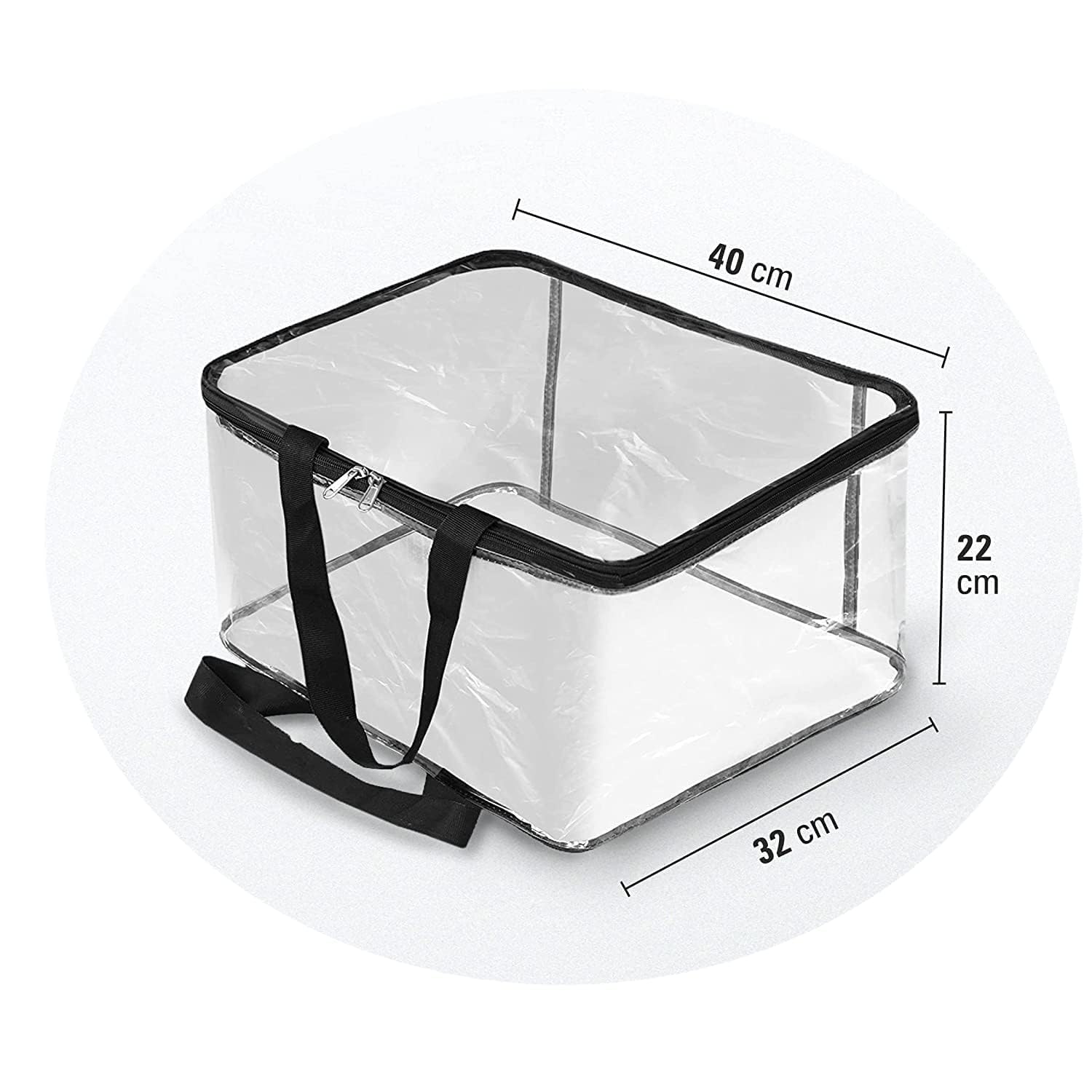 Pack of 6 - Transparent Storage Bag with Zipper for Sarees, Clothes, Lehenga, Bedsheets & Toys | Foldable PVC Wardrobe Organizer Box – 40x32x22 cm ClothsVilla