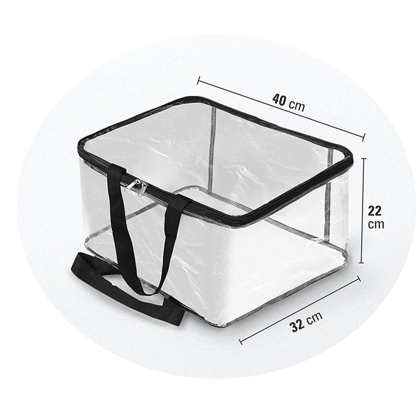 Pack of 6 - Transparent Storage Bag with Zipper for Sarees, Clothes, Lehenga, Bedsheets & Toys | Foldable PVC Wardrobe Organizer Box – 40x32x22 cm ClothsVilla