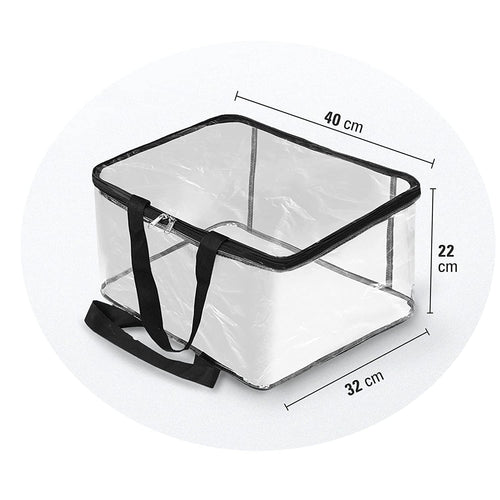 Pack of 6 - Transparent Storage Bag with Zipper for Sarees, Clothes, Lehenga, Bedsheets & Toys | Foldable PVC Wardrobe Organizer Box – 40x32x22 cm ClothsVilla