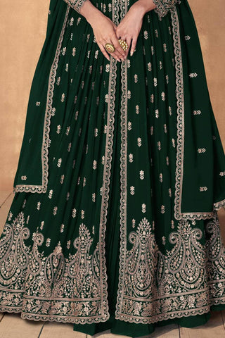 Palm Green Embroidered Faux Georgette Lehenga Set with Dupatta ClothsVilla
