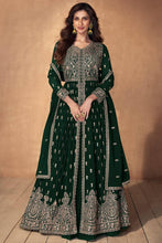 Load image into Gallery viewer, Palm Green Embroidered Faux Georgette Lehenga Set with Dupatta ClothsVilla