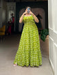 Load image into Gallery viewer, Parrot Color Floral Printed Georgette Gown – Elegant and Timeless Charm