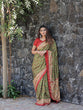 Load image into Gallery viewer, Parrot Color Foil Printed And Stone Work Dola Silk Saree Clothsvilla
