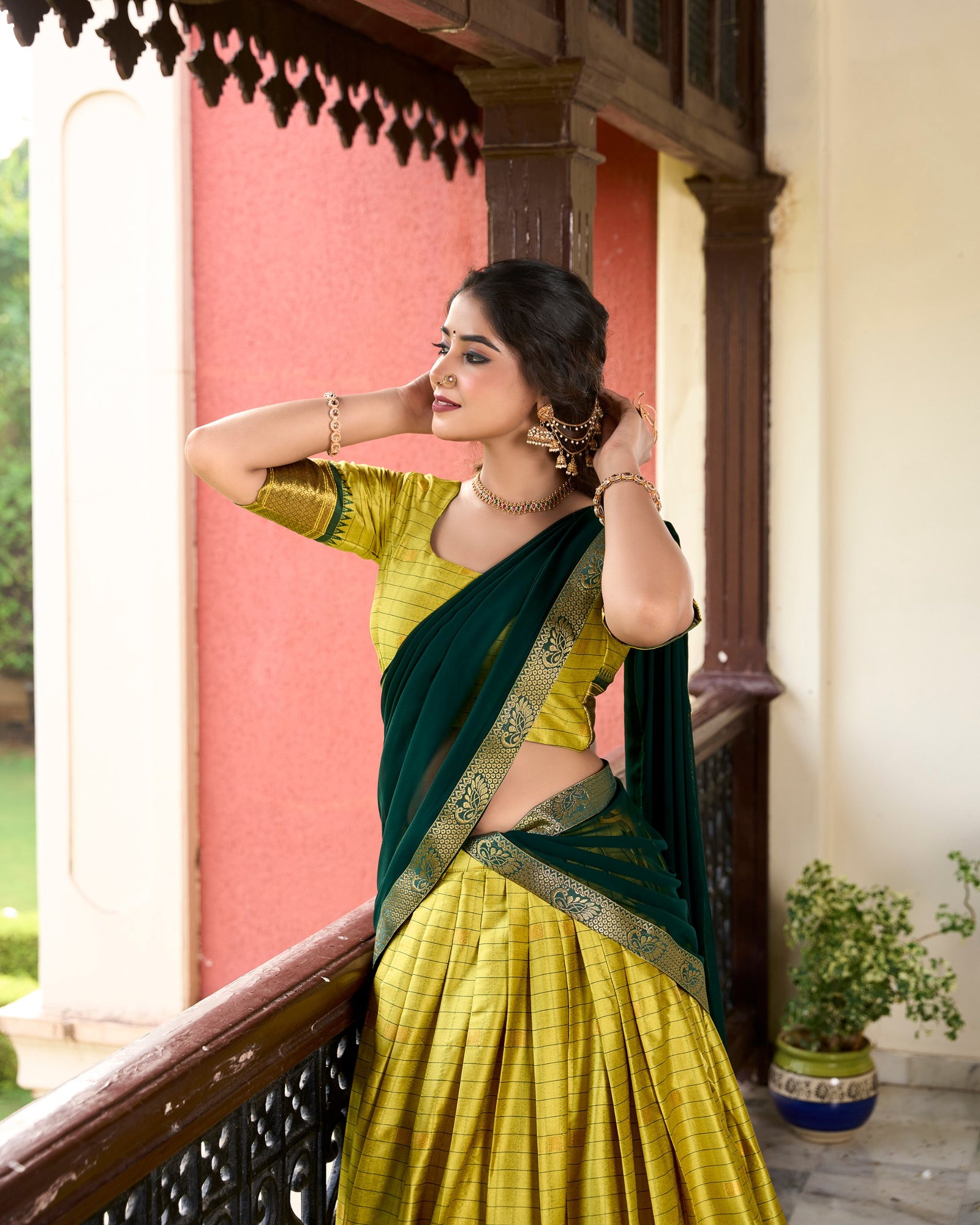 Parrot Cotton Silk Paithani Weaving Lehenga Set – A Timeless Cultural Elegance
