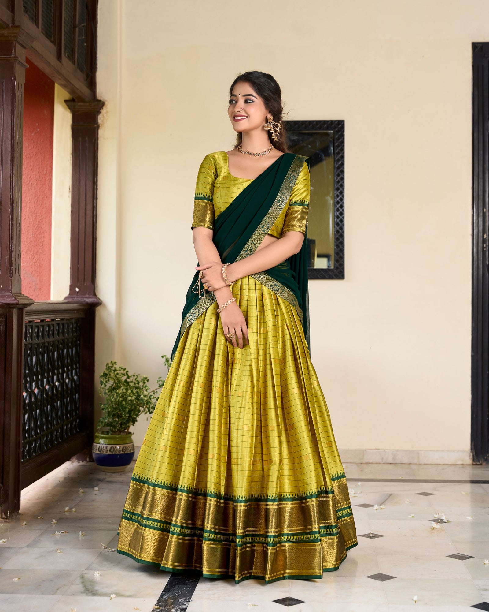 Parrot Cotton Silk Paithani Weaving Lehenga Set – A Timeless Cultural Elegance
