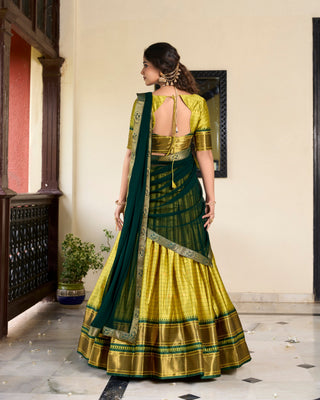 Parrot Cotton Silk Paithani Weaving Lehenga Set – A Timeless Cultural Elegance