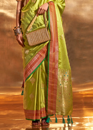 Parrot Elegant Satin Silk Saree – Luxurious Drape for Every Occasion ClothsVilla