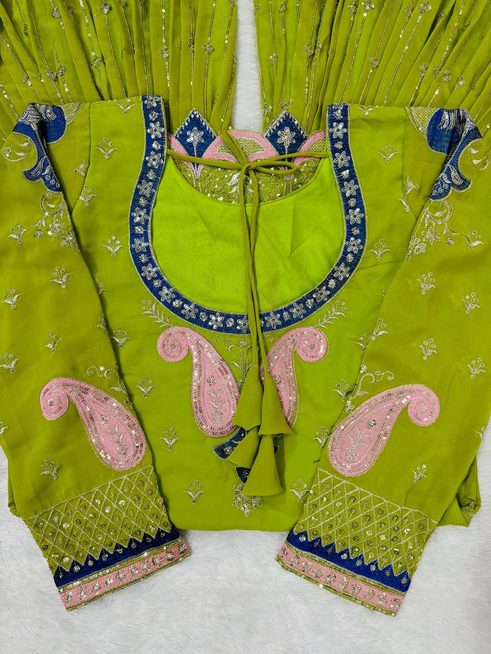Parrot Elegant Thread & Sequin Work Sharara Set ClothsVilla