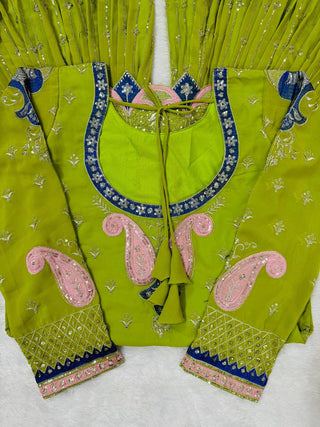 Parrot Elegant Thread & Sequin Work Sharara Set ClothsVilla