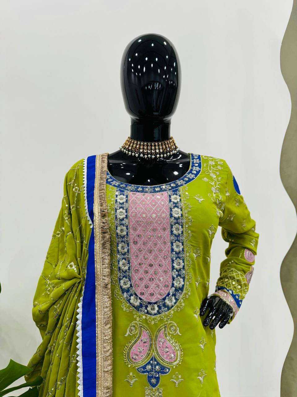 Parrot Elegant Thread & Sequin Work Sharara Set ClothsVilla