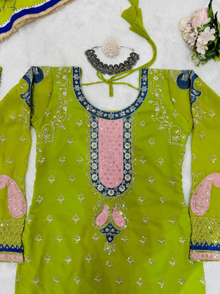 Parrot Elegant Thread & Sequin Work Sharara Set ClothsVilla