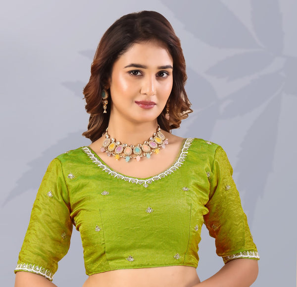 Parrot Frendi Silk Saree with Work ClothsVilla