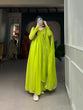 Load image into Gallery viewer, Parrot Green Color Alia Style Gown Elegance Personified in Georgette &amp; Sequin ClothsVilla