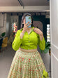 Load image into Gallery viewer, Parrot Green Color Dazzling Dola Silk Floral Lehenga Choli ClothsVilla