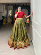 Load image into Gallery viewer, Parrot Green Color Ikkat Patola Co-ord Set Lehenga ClothsVilla