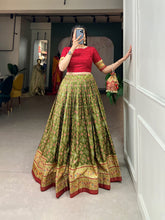 Load image into Gallery viewer, Parrot Green Color Ikkat Patola Co-ord Set Lehenga ClothsVilla